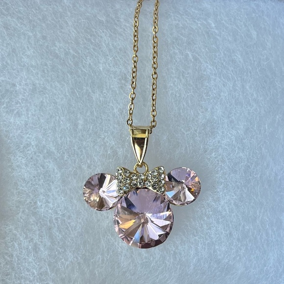 Jewelry - Disney Inspired Minnie Mouse Pink Rhinestone Pendant Necklace (Box Included)